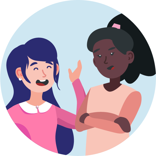 Girl chatting to lady