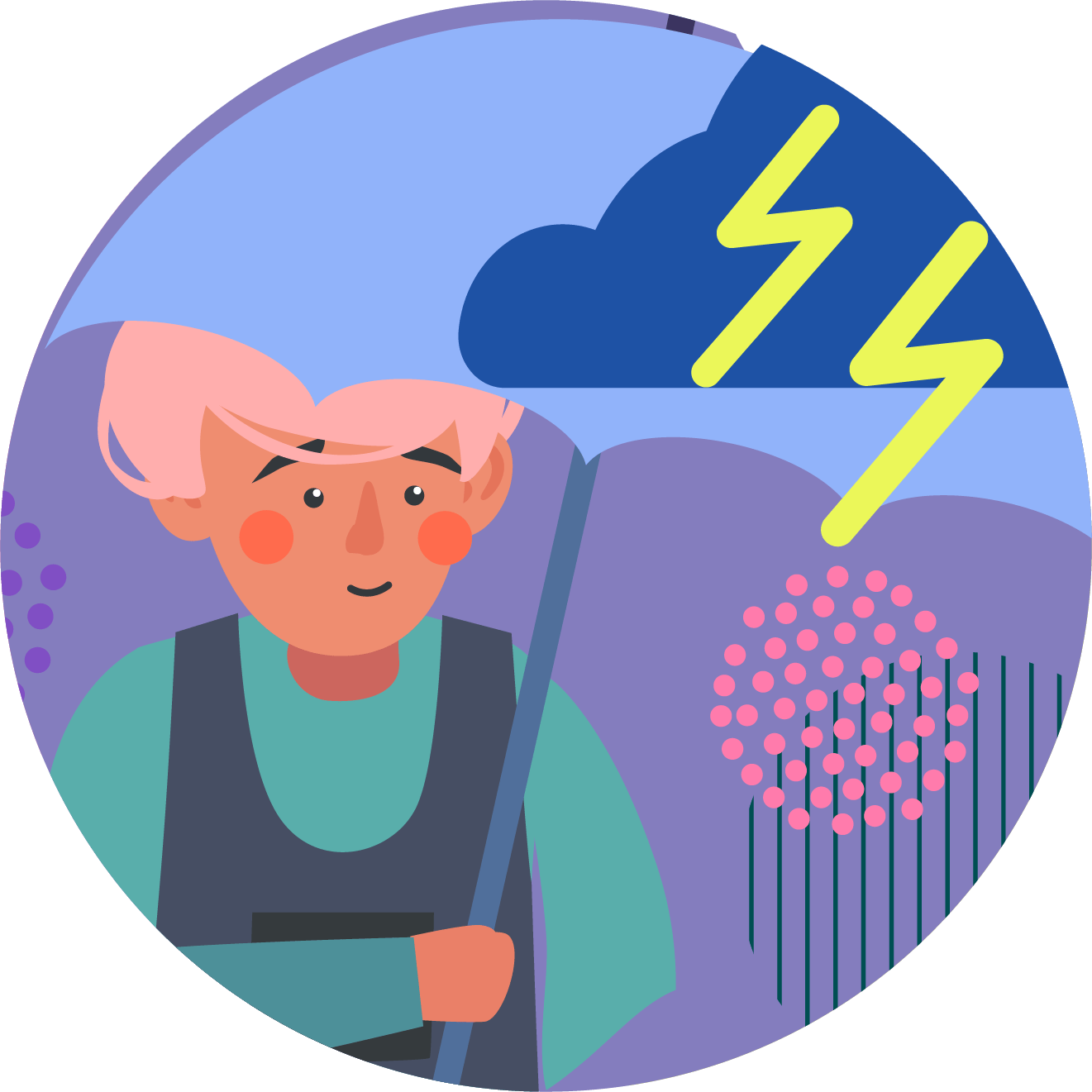 Person feeling anxious with a cloudy background