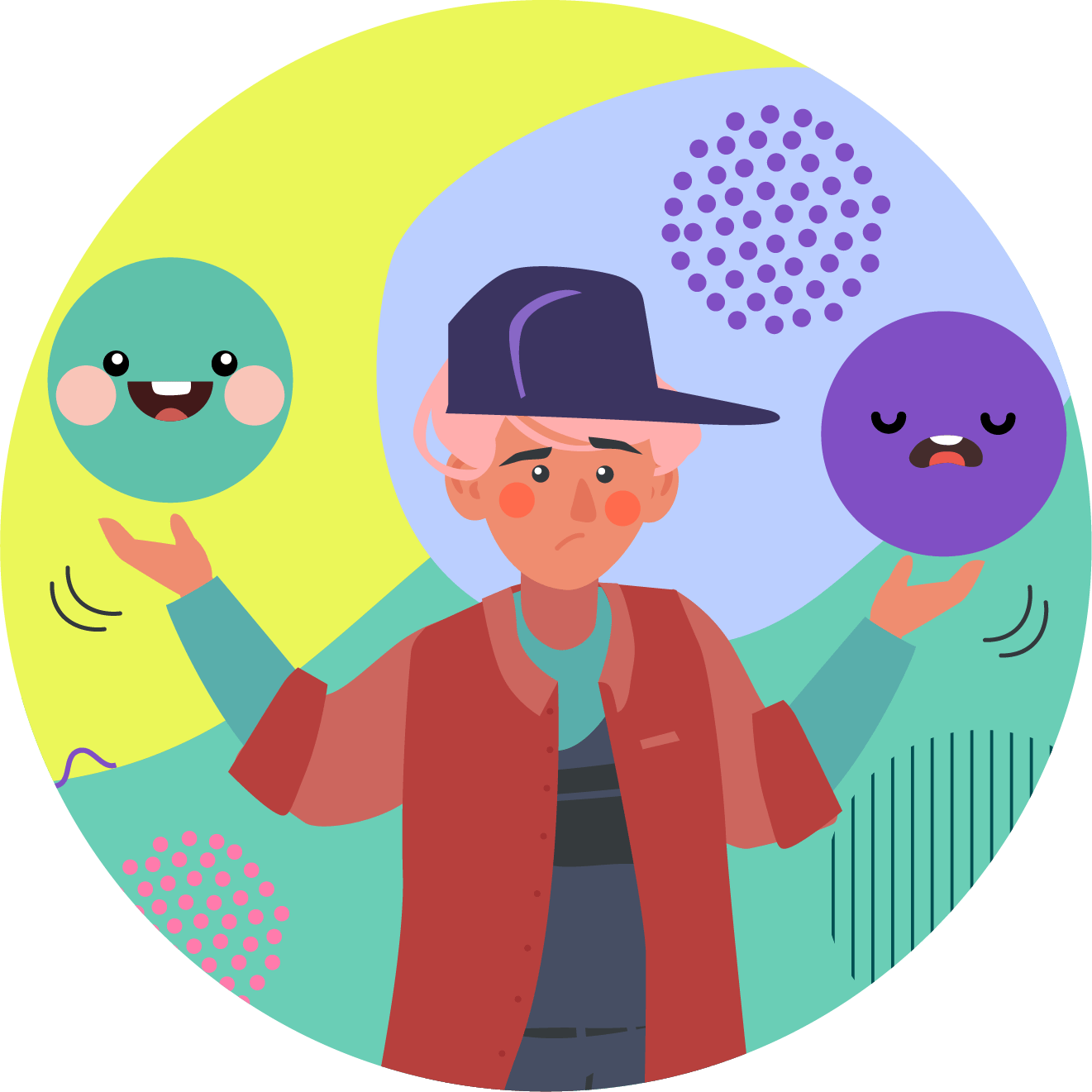 Someone thinking about good and bad options