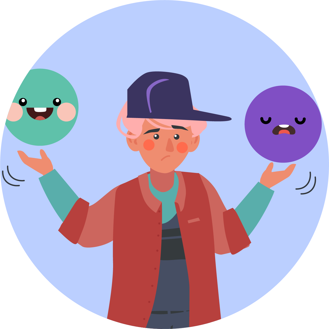 Someone thinking about good and bad options