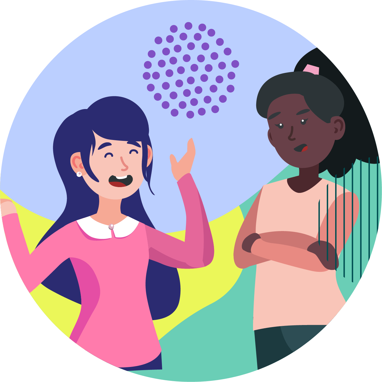 Girl chatting to lady